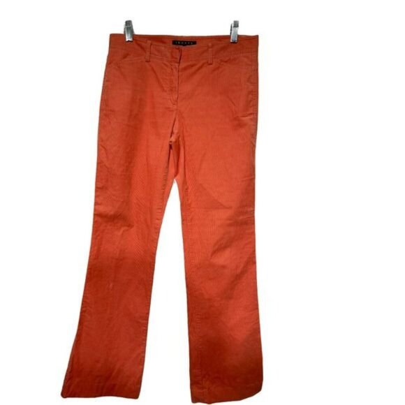 Theory Straight-Leg Pants Womens Corduroy Size 2 Orange indie Timeless - Picture 1 of 8
